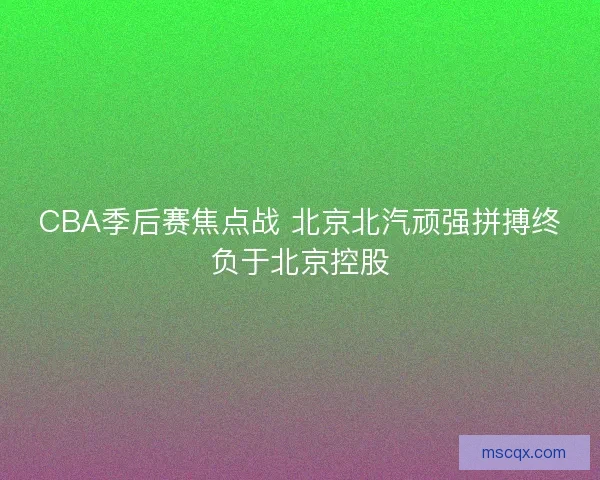 CBA季后赛焦点战 北京北汽顽强拼搏终负于北京控股