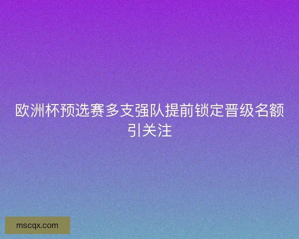 欧洲杯预选赛多支强队提前锁定晋级名额引关注